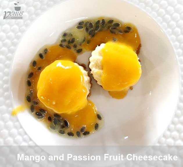 mango and passion fruit cheesecake in Venus Garden