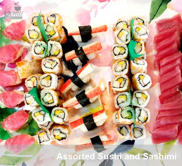 assorted sushi and sashimi in Venus Garden