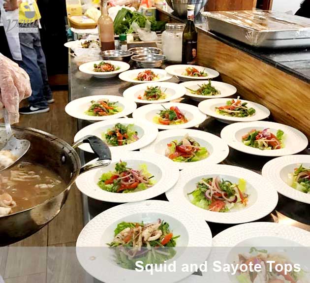squid and sayote tops salad in Venus Garden